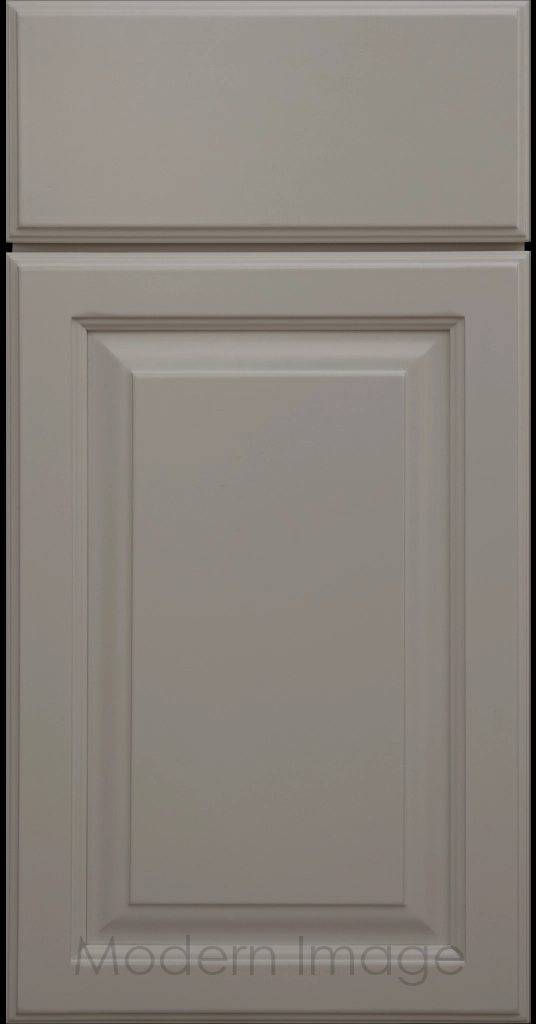 Hampton kitchen cabinets featuring raised panel doors and flat slab drawer fronts in a Slate color.